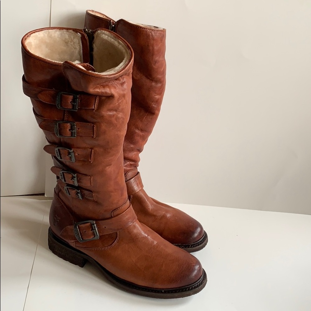 Valerie Belted Tall Shearling Boots